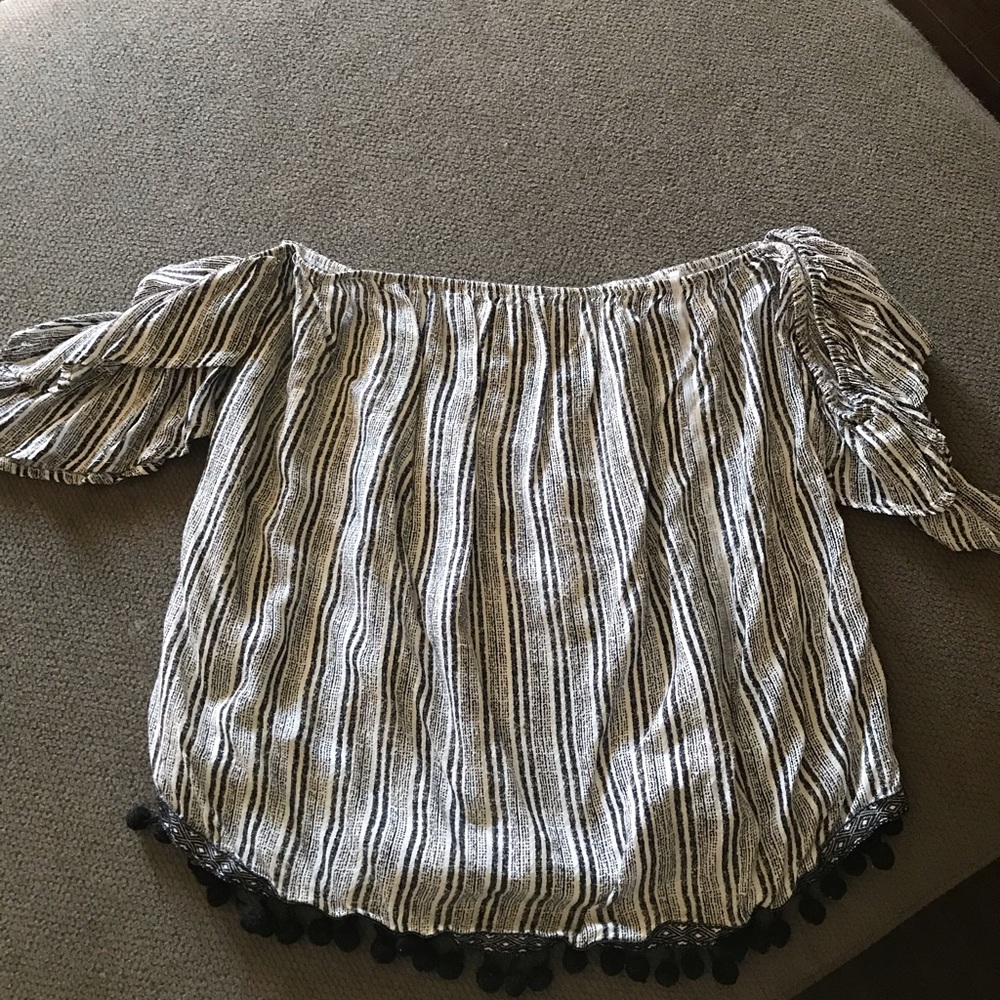 Francescas Blue Rain Off the shoulder top